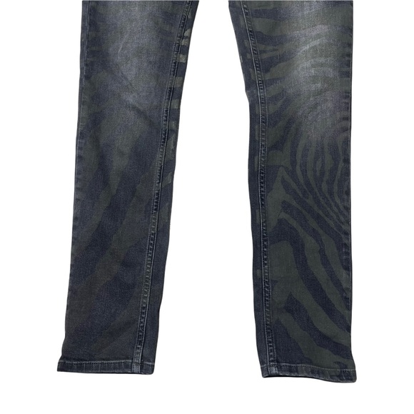 SANDRO Women's Black Washed Green Zebra Print Skinny Denim Jeans Size 40 EUC - Picture 2 of 11